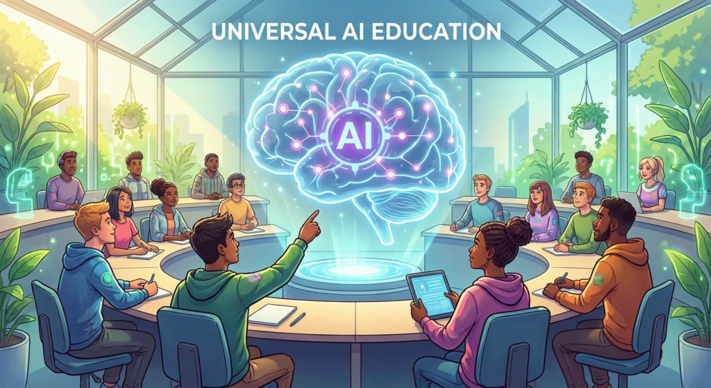 University students learning AI